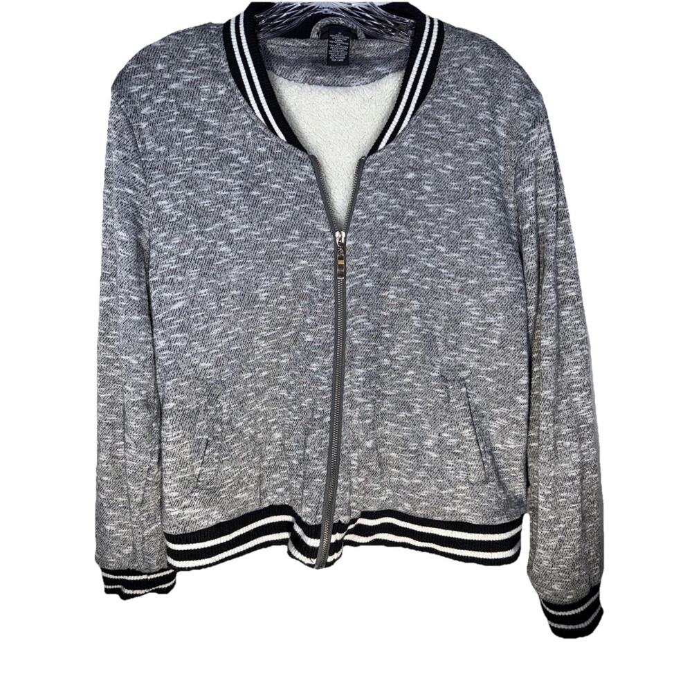 Rue 21 Varsitycore Preppy Knit Bomber Sweater Jacket M Streetwear Y2K Cozycore
